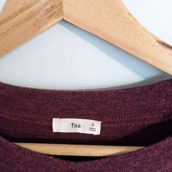 Aritzia TNA Andrews Jersey Pullover, Heathered Maroon - Picture 2 of 3
